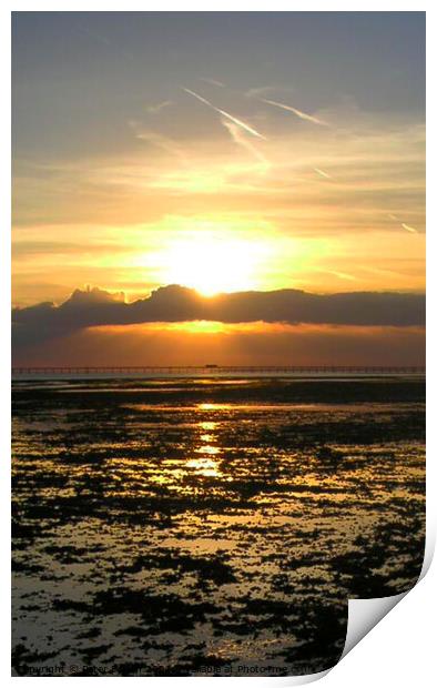 Sunset over Southend Pier, Essex, UK. Print by Peter Bolton