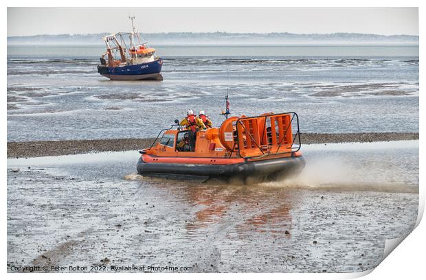 Lifesaving Hovercraft Rescue Print by Peter Bolton
