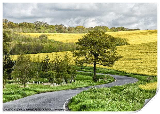 Winding country road at The Hanningfields, Essex, UK Print by Peter Bolton