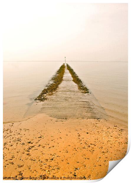 Abstract photo of a concrete jetty at Thorpe Bay, Essex, UK. Print by Peter Bolton