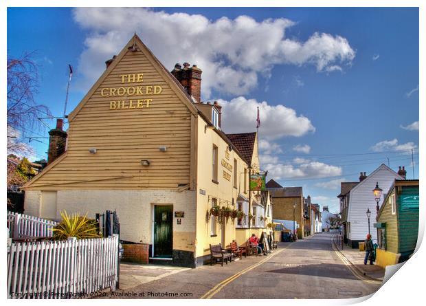'The Crooked Billet' pub and High Street, Old Leigh, Essex, UK. Print by Peter Bolton