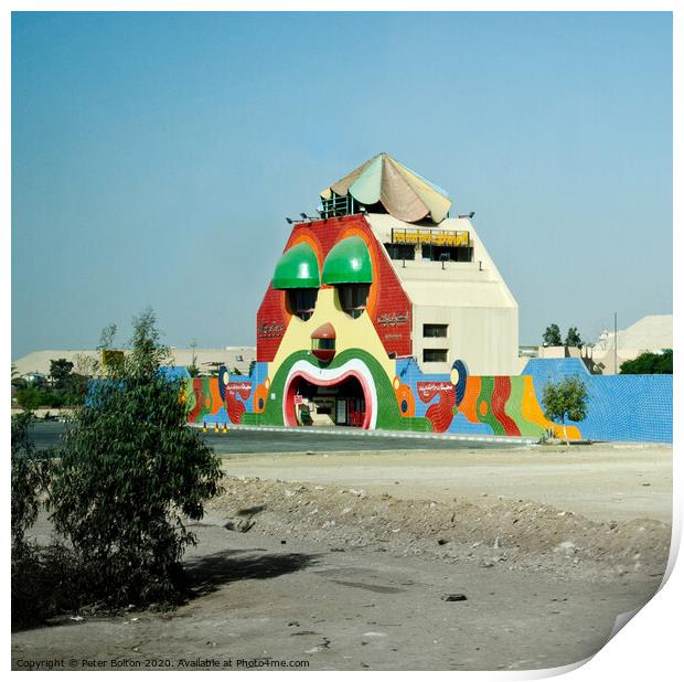 Unusual smiling house on the road between Alexandria and Cairo, Egypt. Print by Peter Bolton