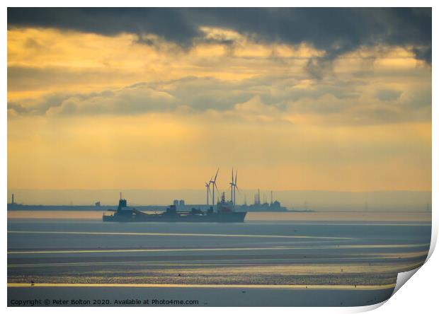 Photo art seascape view of River Thames from Westcliff, Essex. Print by Peter Bolton
