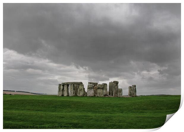 Stonehenge Ancient Monument, Wiltshire, UK. Print by Peter Bolton