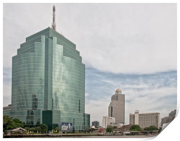 Glass and steel office building in Bangkok, Thailand. Print by Peter Bolton