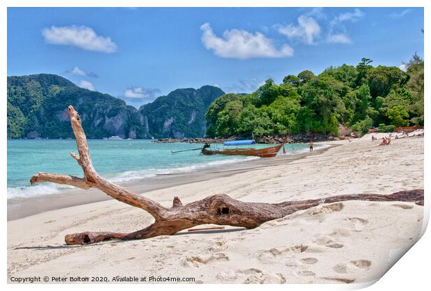 Maya Beach, Phi Phi Island, Thailand Print by Peter Bolton