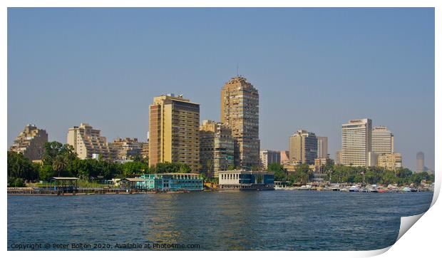 A part of the city skyline from the River Nile, Cairo, Egypt. Print by Peter Bolton