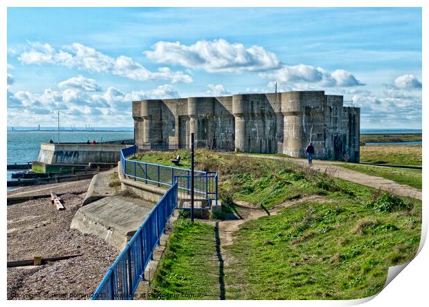 The 1899 Heavy Quick Firing Battery at The Garrison, Shoeburyness, Essex, UK. Print by Peter Bolton