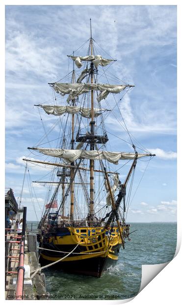 Grand Turk replica Nelson era Warship at Southend on Sea, Essex, UK. Print by Peter Bolton