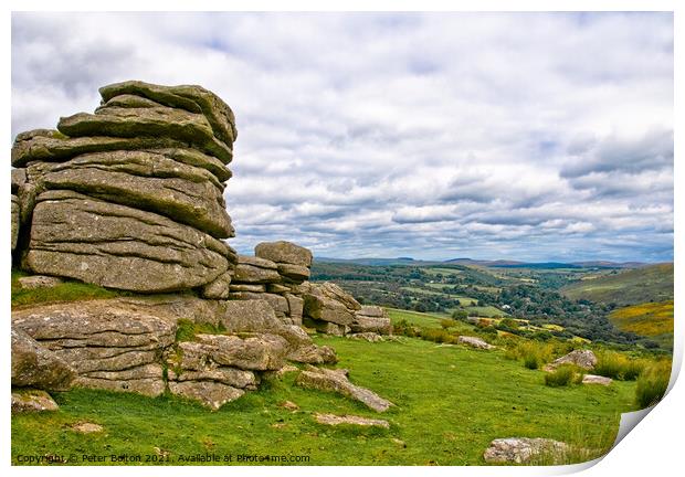 Dartmoor looking towards the south. Devon, UK. Print by Peter Bolton