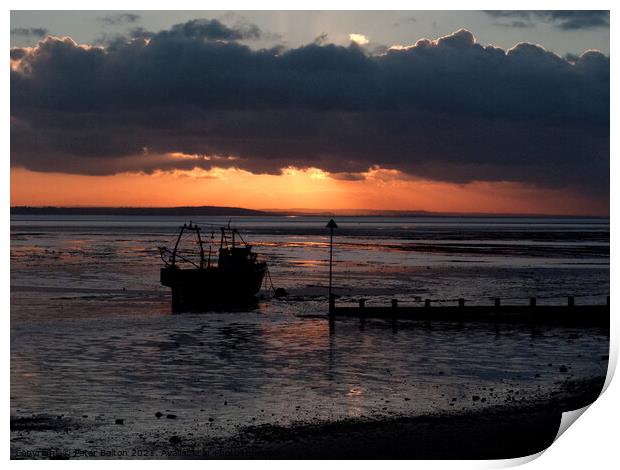 Sunset at Westcliff on sea, Essex, UK. Print by Peter Bolton