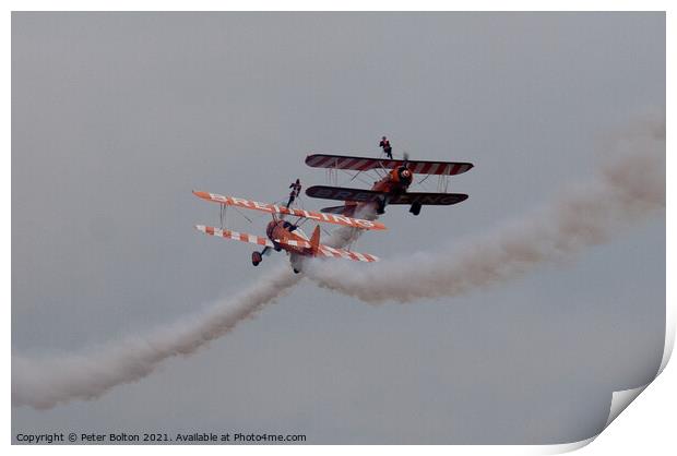 Breitling Wingwalkers at Southend Airshow 2010. Print by Peter Bolton