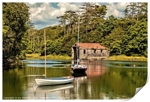 Westport harbour, Ireland Print by jim Hamilton