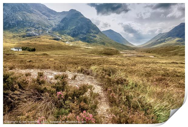 Majestic Glencoe,Scotland and the Lagangarbh hut Print by jim Hamilton