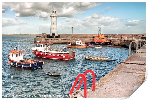 Majestic Donaghadee Lighthouse and Harbour Print by jim Hamilton