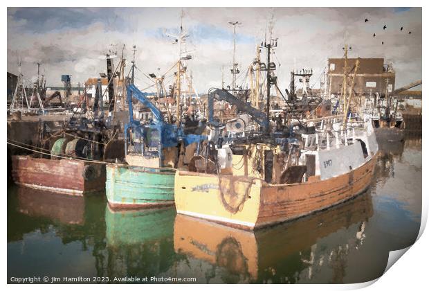 Portavogie harbour, Northern Ireland Digital art Print by jim Hamilton