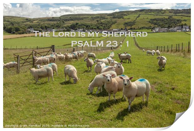 THE LORD IS MY SHEPHERD bible verse on Landscape Print by jim Hamilton