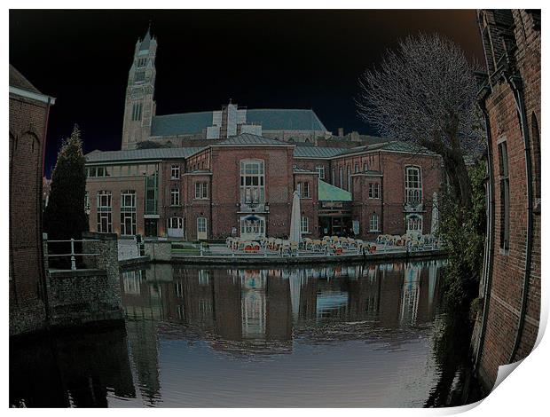 Reflection at night!!  Print by a aujan