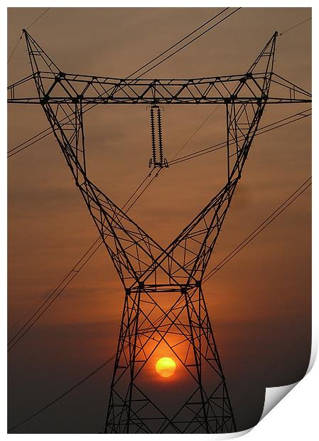 Power Transmission Print by T R   Bala subramanyam