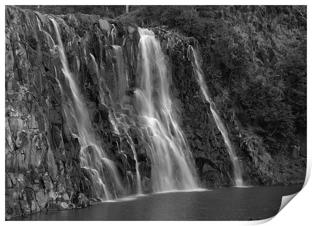 Waterfall at Ramdah India Print by T R   Bala subramanyam