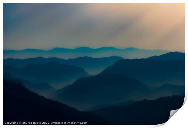 Gloomy mountains Print by anurag gupta