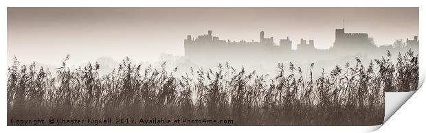 Arundel Castle Shrouded in Fog Print by Chester Tugwell