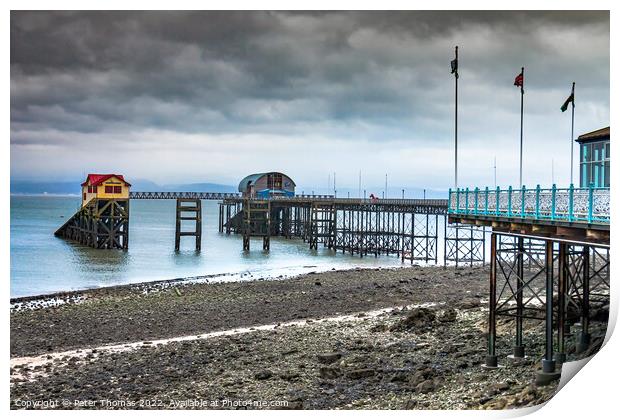 Majestic Mumbles Pier Highlighting New Lifeboat St Print by Peter Thomas