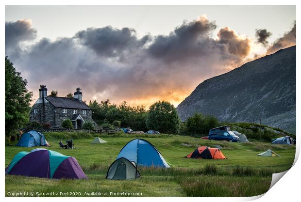 Camping at Snowdonia Print by Samantha Peel