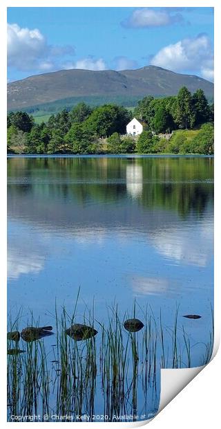 View Across Loch Alvie to the Church Print by Charles Kelly
