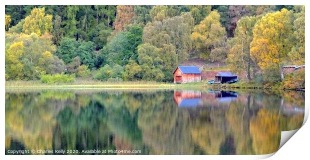 The Boathouse, Loch Alvie Print by Charles Kelly