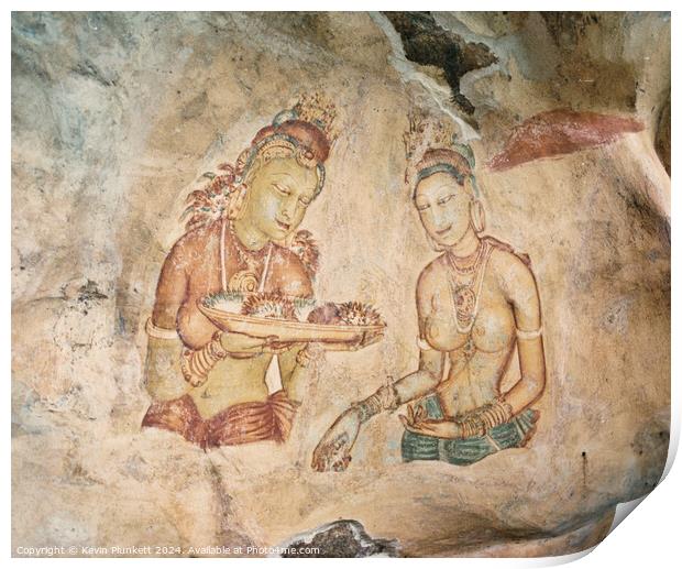 Ancient Cave Painting in Sigiriya. Sri Lanka  Print by Kevin Plunkett