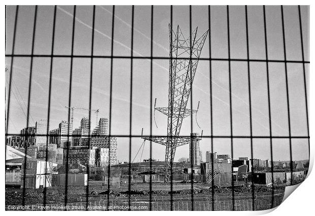 Upside down electricity pylon. Greenwich, London  Print by Kevin Plunkett
