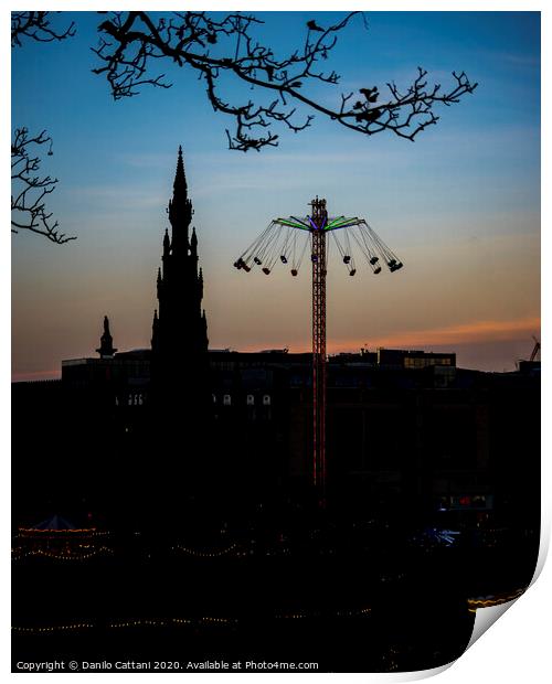 Scott Monument in the Sunset Print by Danilo Cattani