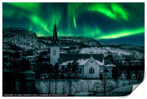 Aurora over Sortland Norway Print by Gary Sanford