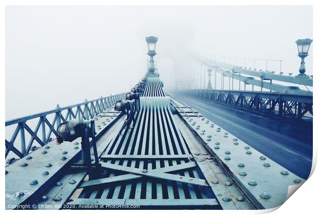 Chain Bridge Budapest Print by Efraim Gal