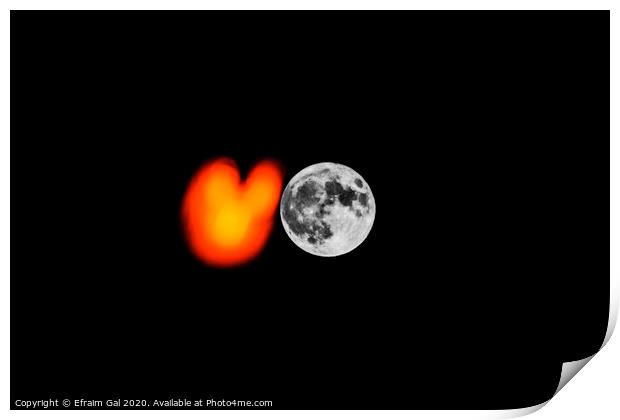 Lamp post and full Moon  Print by Efraim Gal