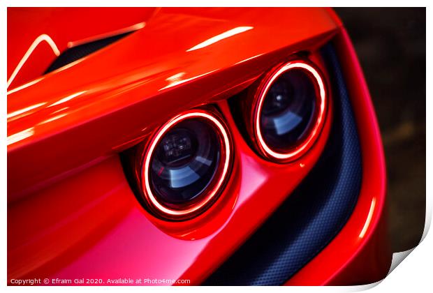 Ferrari rear lights Print by Efraim Gal