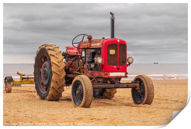 Red Nuffield Tractor Print by Heather Sheldrick