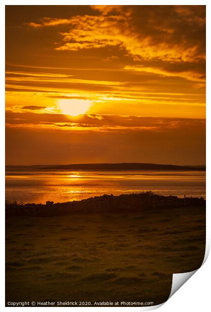 Shell Island, Llanbedr, sunset over Ceredigion Bay Print by Heather Sheldrick