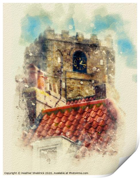 St Marys Churchtower, Whitby, Digital Watercolour Print by Heather Sheldrick