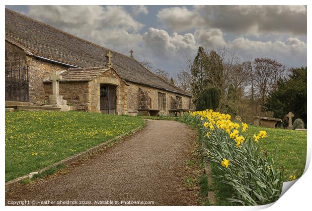 Ghyll Church Barnoldswick with Daffodils Print by Heather Sheldrick