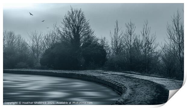 Winter canal landscape Print by Heather Sheldrick
