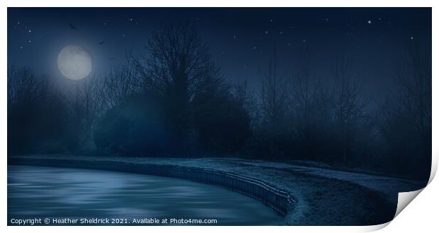 Moonlit canal Print by Heather Sheldrick