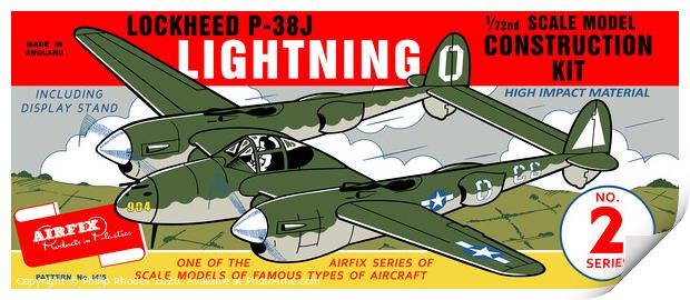 Airfix Lockheed P38 Lightning (licensed by Hornby) Print by Phillip Rhodes