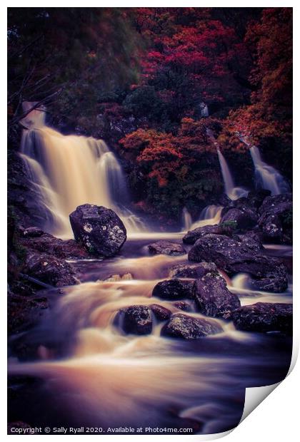 Inversnaid falls Loch Lomond. Print by Sally Ryall