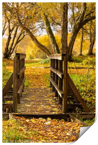 Bridge into Autumn at Rannoch, Scotland Print by Ken Hunter