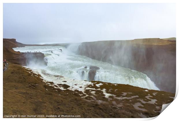   The Gullfoss Waterfall, Iceland Print by Ken Hunter