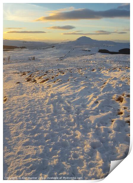 Winter Light on the Hill Print by Ken Hunter