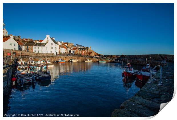 Old Crail Fishing Harbour at Rest Print by Ken Hunter