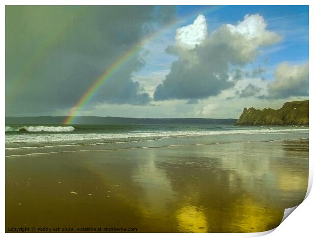 Rainbows over the Bay - Gower Print by Paddy Art